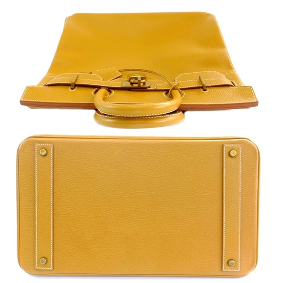 Authentic HERMES HAC Haut a Courroies Birkin natural gold brown travel tote - Picture 9 of 11